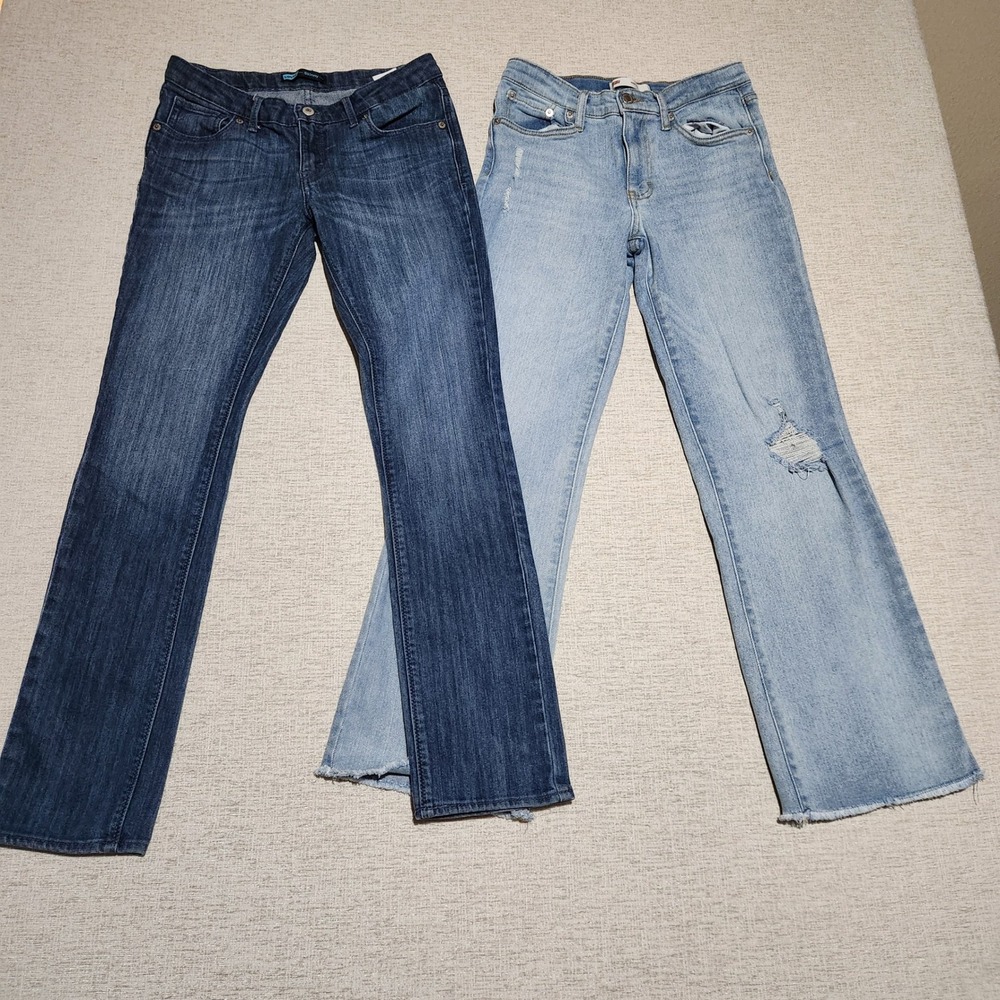 Levis Jeans Lot Kids 14 Regular Blue Dark Light Wash Distressed Raw Hem 2pk